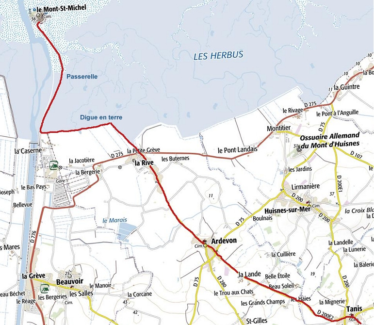 Chemin vers le mont-saint-michel par les herbus